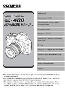 Olympus E 400 manual. Camera Instructions.